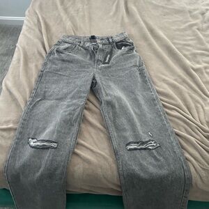 Boohoo Gray Distressed Women's Jeans
